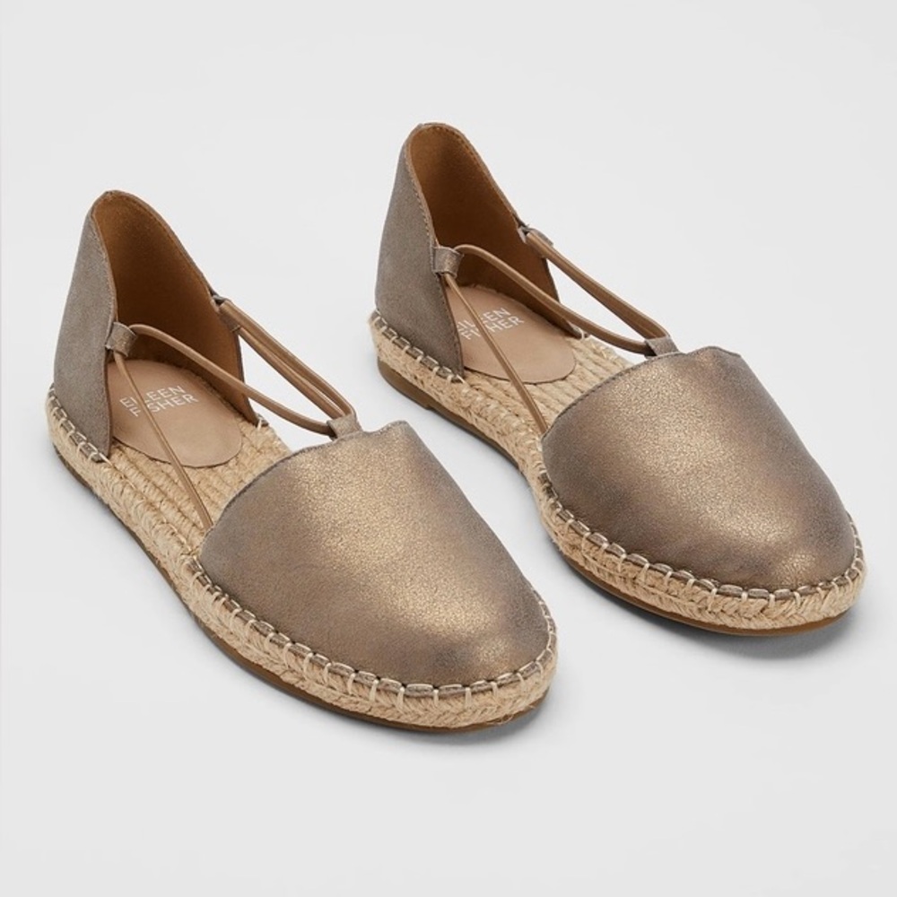 Eileen Fisher Lee Metallic Suede Espadrille Flat - Size 8